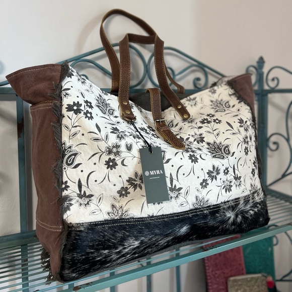 Myra Bag Floral Black and White Travel Tote - Picture 7 of 9